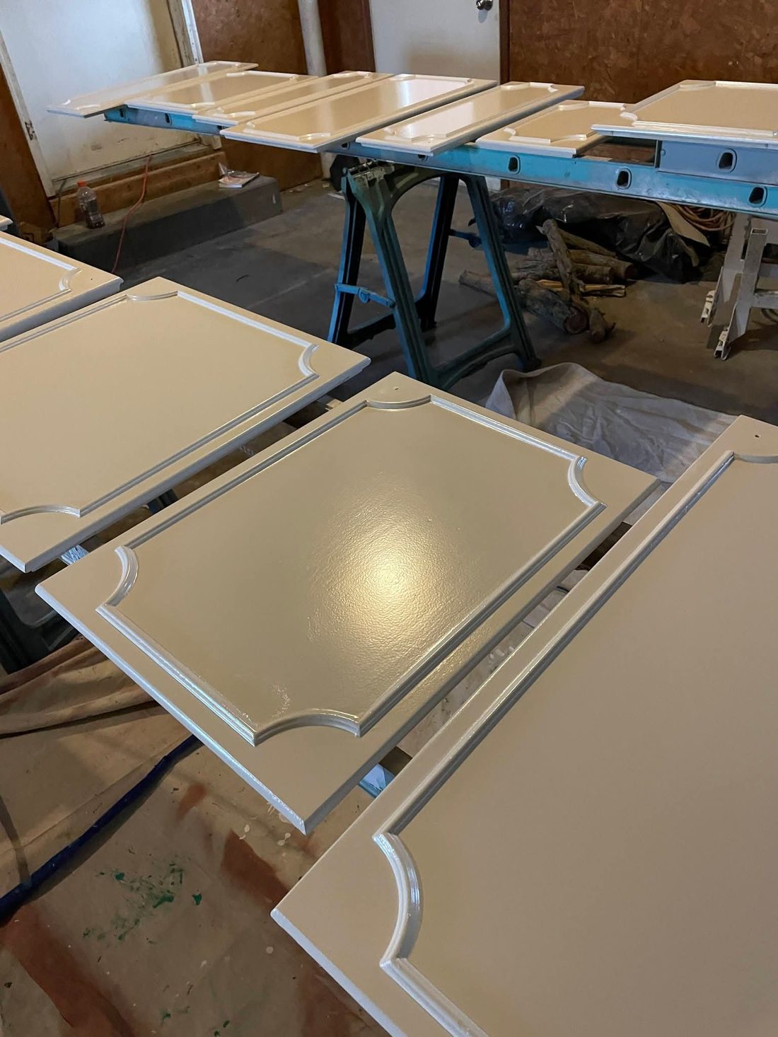 Cabinet doors sprayed to a smooth factory finish